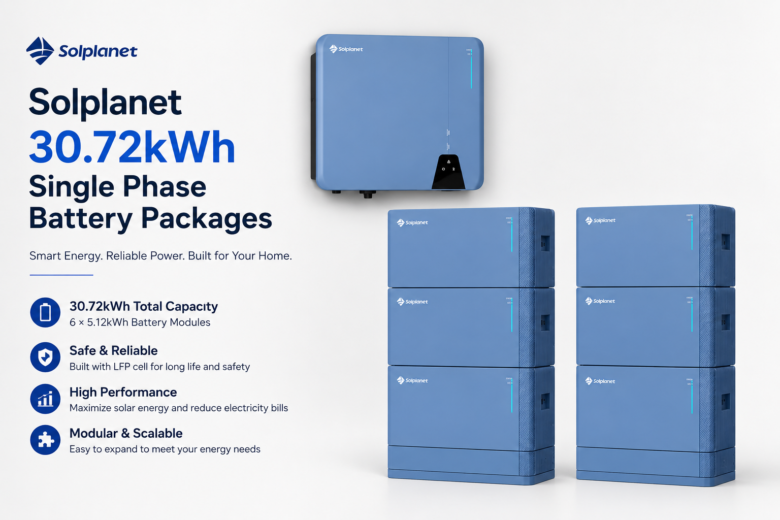 Solplanet 30.72kWh Single Phase Battery Packages