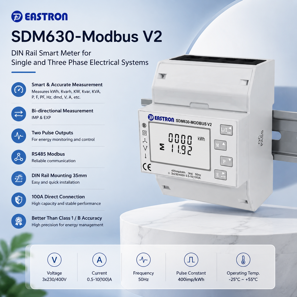 Solplanet Three Phase Meter 100A/phase Inline (Smartmeter 3P SDM630)