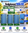 Solplanet 10kW Three Phase Hybrid Inverter + 53.76kWh Battery Package