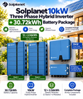 Solplanet 10kW Three Phase Hybrid Inverter + 30.72kWh Battery Package