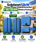 Solplanet 12kW Three Phase Hybrid Inverter + 30.72kWh Battery Package