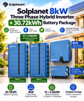 Solplanet 8kW Three Phase Hybrid Inverter + 30.72kWh Battery Package