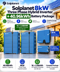 Solplanet 8kW Three Phase Hybrid Inverter + 40.96kWh Battery Package
