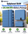 Solplanet 5kW Three Phase Hybrid Inverter + 20.48kWh Battery Package